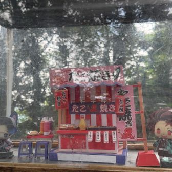切り株アートは夏祭り屋台😍