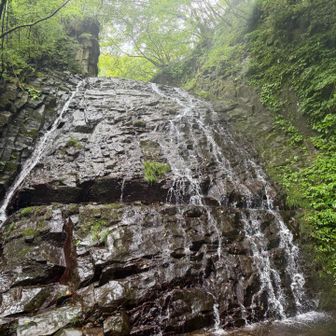咆哮霹靂の滝
右の支流の滝。こっちからいきます。グレード優しめだけど、ロープだします。