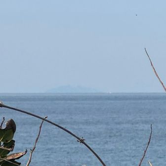 遥拝所横から見る沖ノ島。