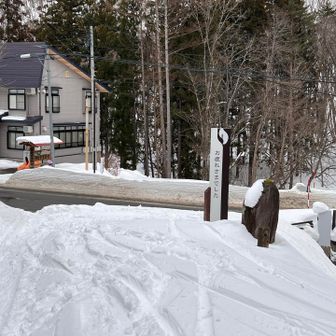 ゴール。下りも結構しんどかった。斜度のキツイ下りをスノーシューでどううまく下りるか。今後の検討課題😓