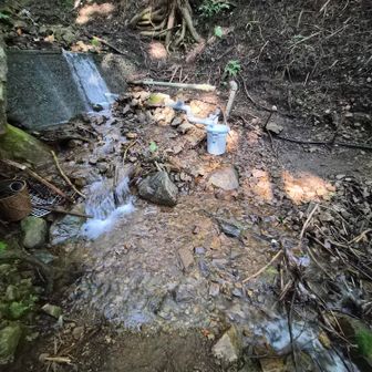 流れる水を乗り越えなければなりませんが、石もあるので靴が浸水する心配はありません