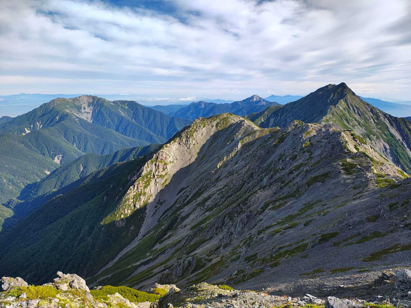 中白根山-間ノ岳-農鳥岳-農鳥岳-大門沢登山道入口-ゲート 縦走コースの写真