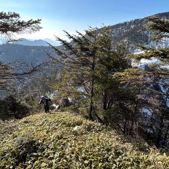 合地を背にドーム、三又へ登り返します。

この後、テント撤収し、朝メシ食って下山しました。