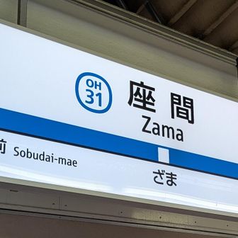 座間駅ホームの駅名標。
ここでYAMAP終了です！　お疲れ散歩。
（こんな日記を見て読んで頂いた方、ありがとうございました^^）