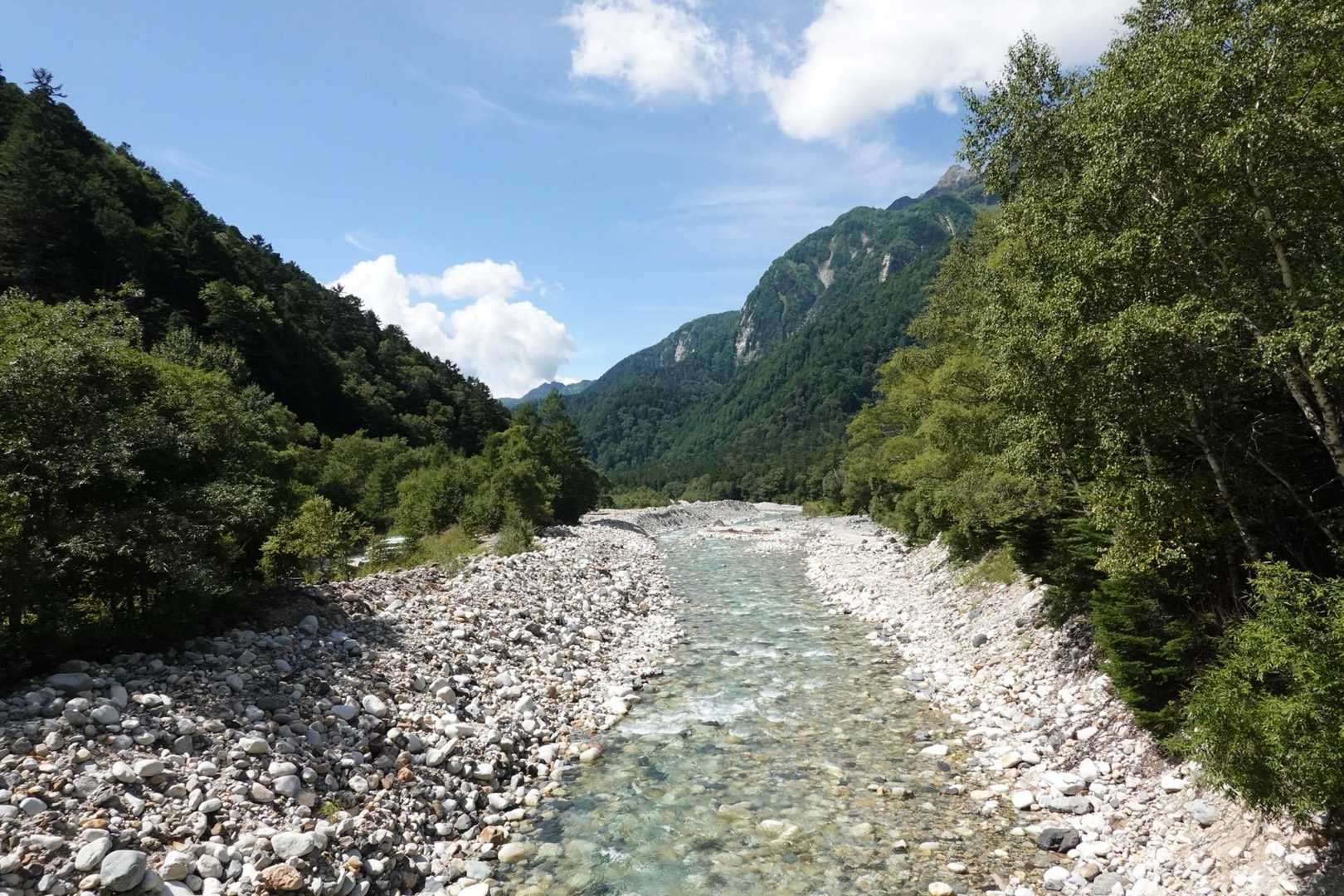 上高地バス停-河童橋-岳沢湿原-明神橋-北穂高岳 縦走コースの写真