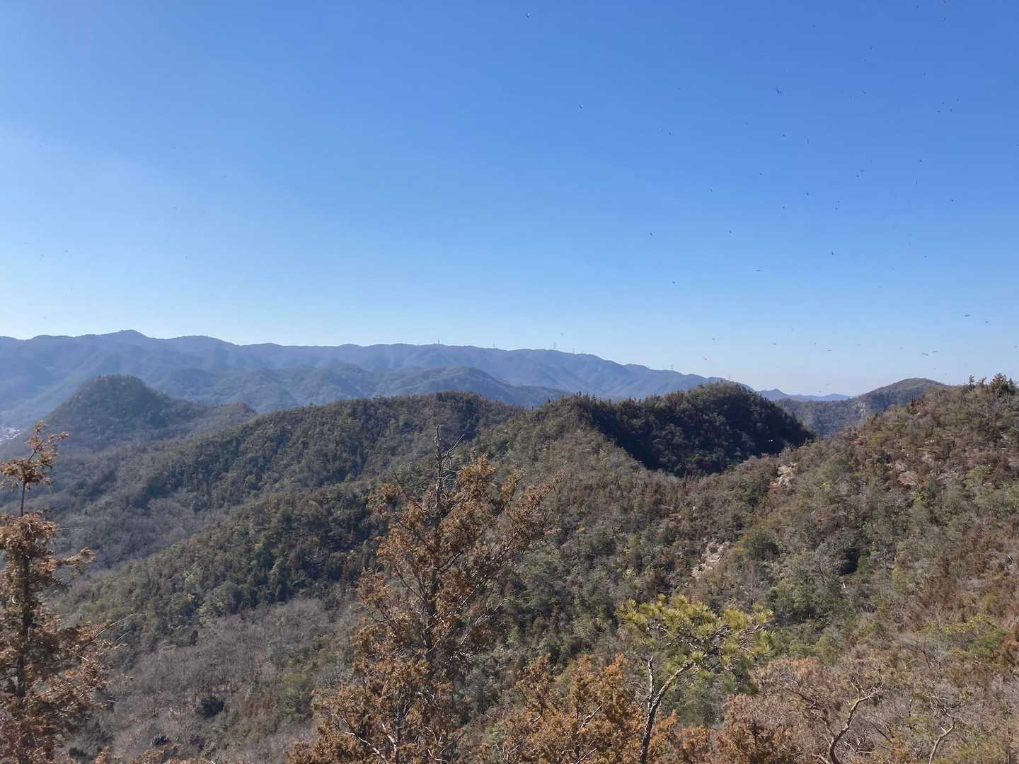 振り返ると和気冨士と歩いてきた山々