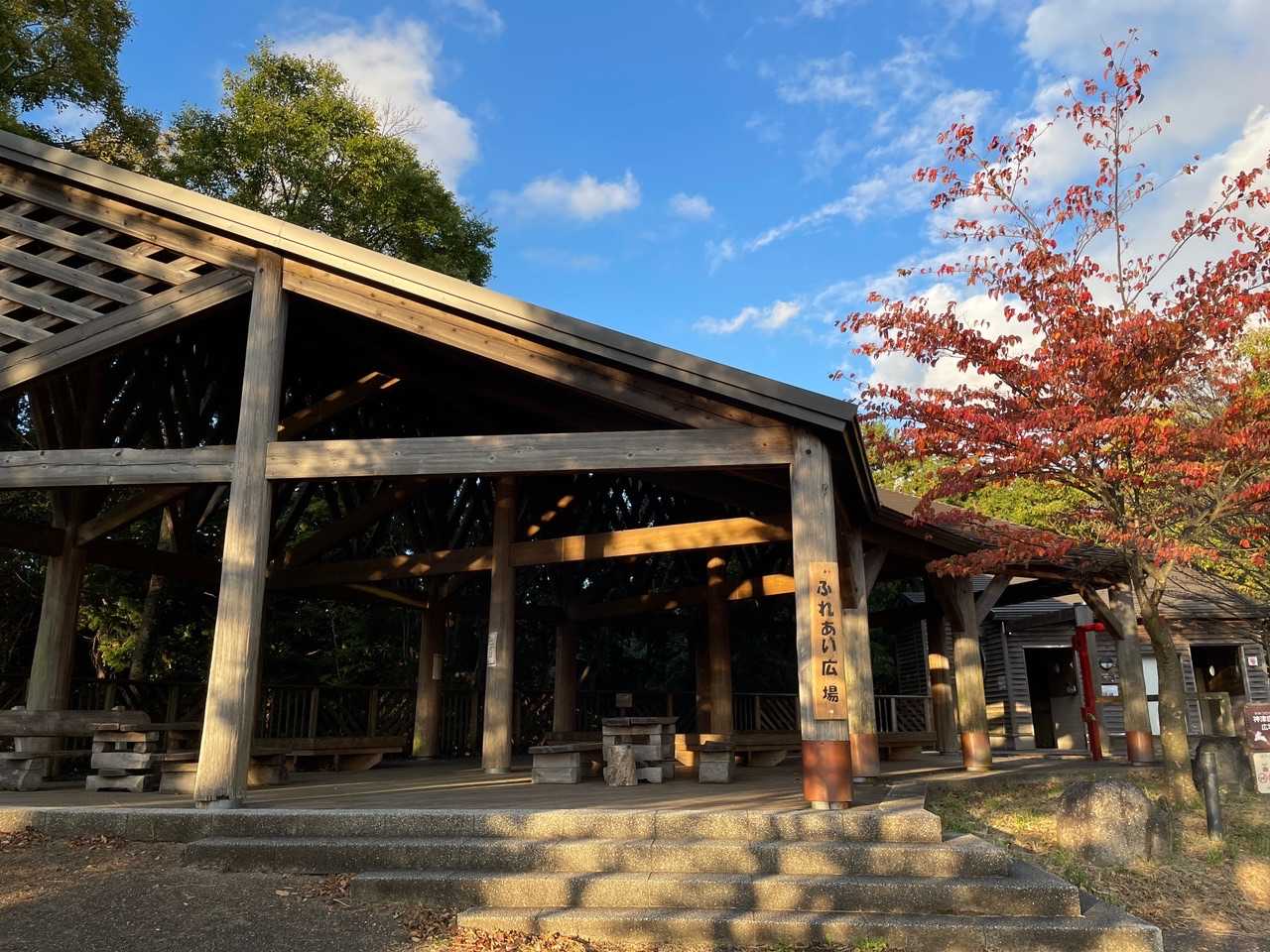 いつもは賑やかなふれあい広場のベンチ
夕方なので、ひっそりとしていました🌇