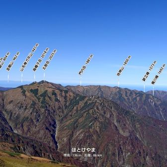 真ん中に烏帽子岳や北股岳。こちらも飯豊連峰の山々⛰️