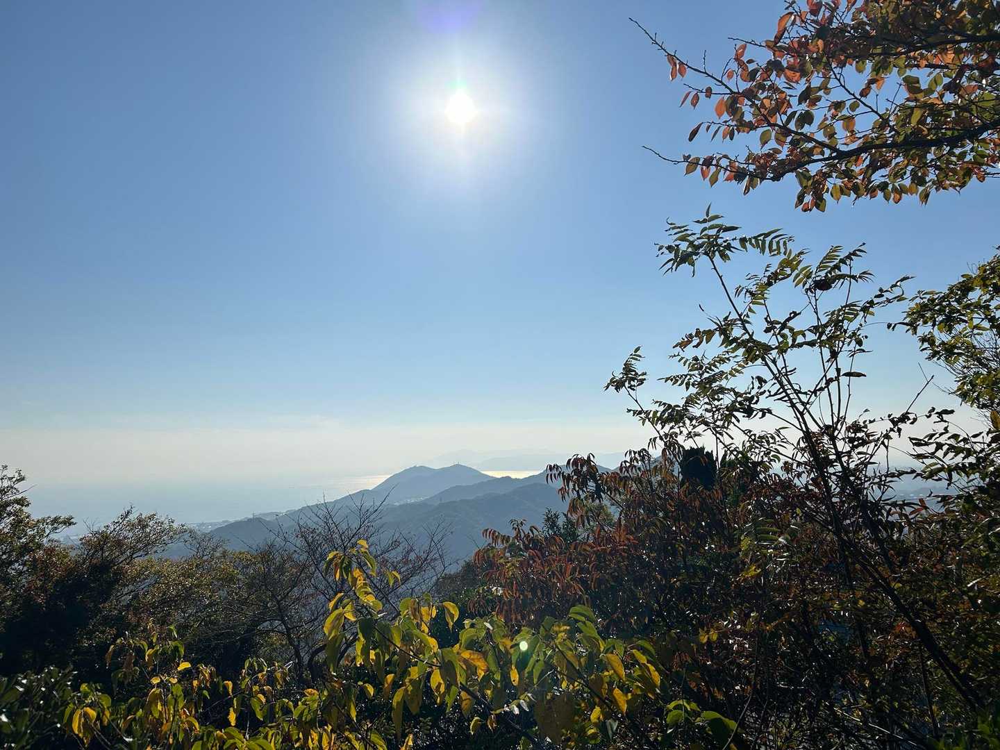 やれやれと歩いた山を望む