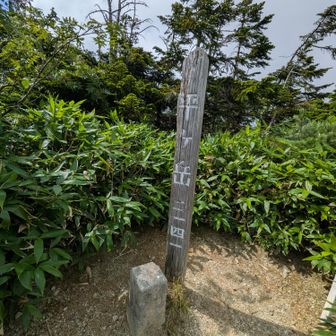 頂上、三角点(前傾姿勢ではない)