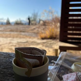 富士山を撮る人を眺めながら10時のコーヒータイムです☕
