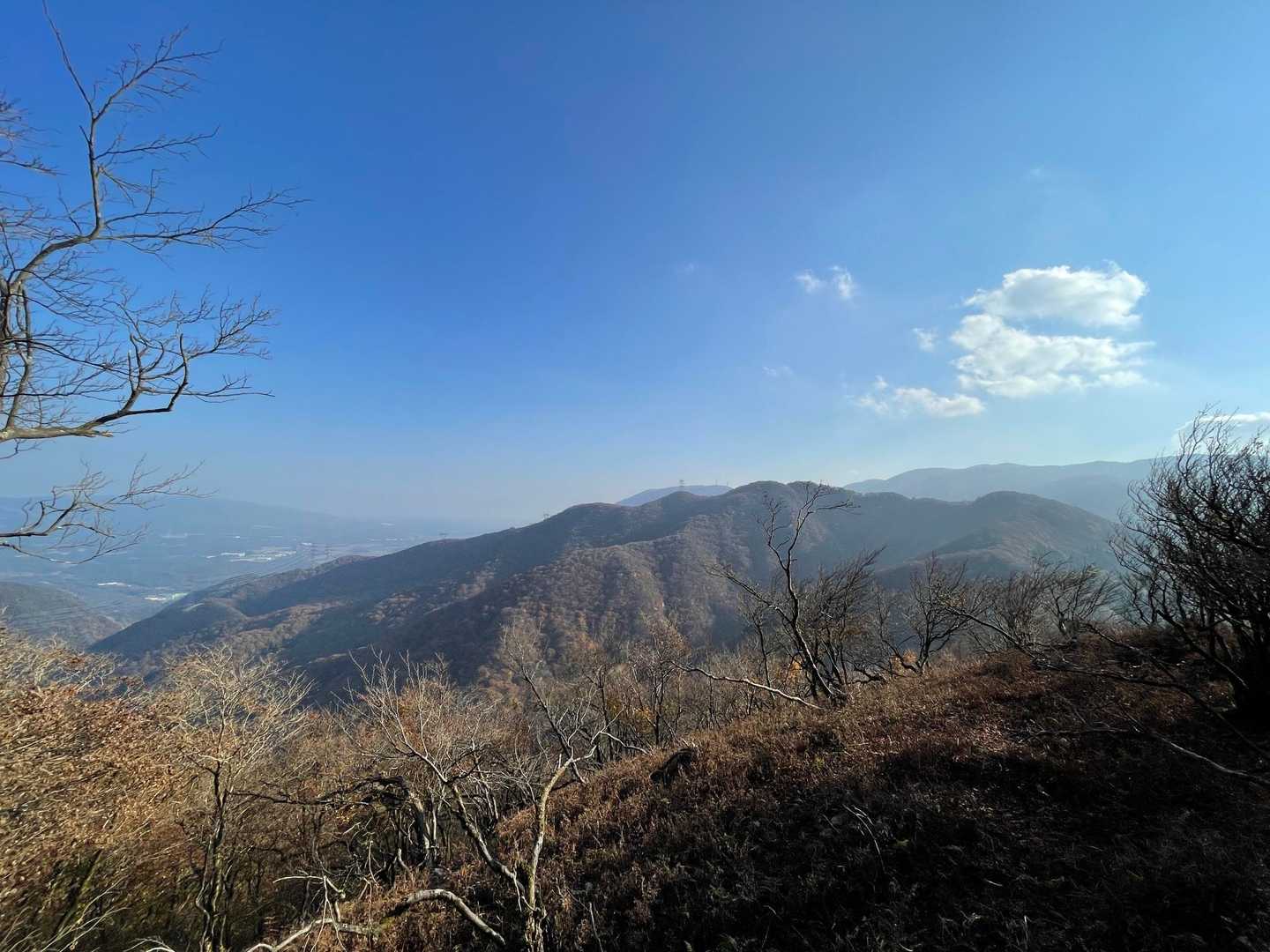 西陽に照らされる山もキレイです。
藤原岳を北西から眺めます