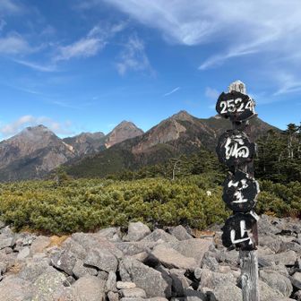 左から阿弥陀岳、赤岳、権現岳