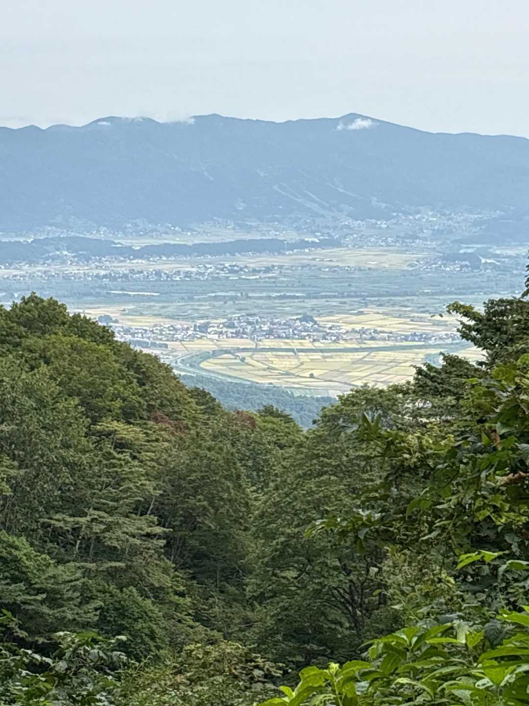 スタートから約30分、振り返ると眼下に木島平が見えた