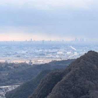 遠く霞む名古屋のビル群