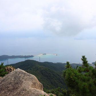 岩の上からの眺望です。北陸のハワイ「水島」が綺麗です
