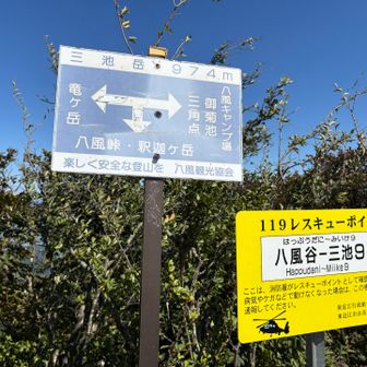三池岳頂上、ここから激下りです