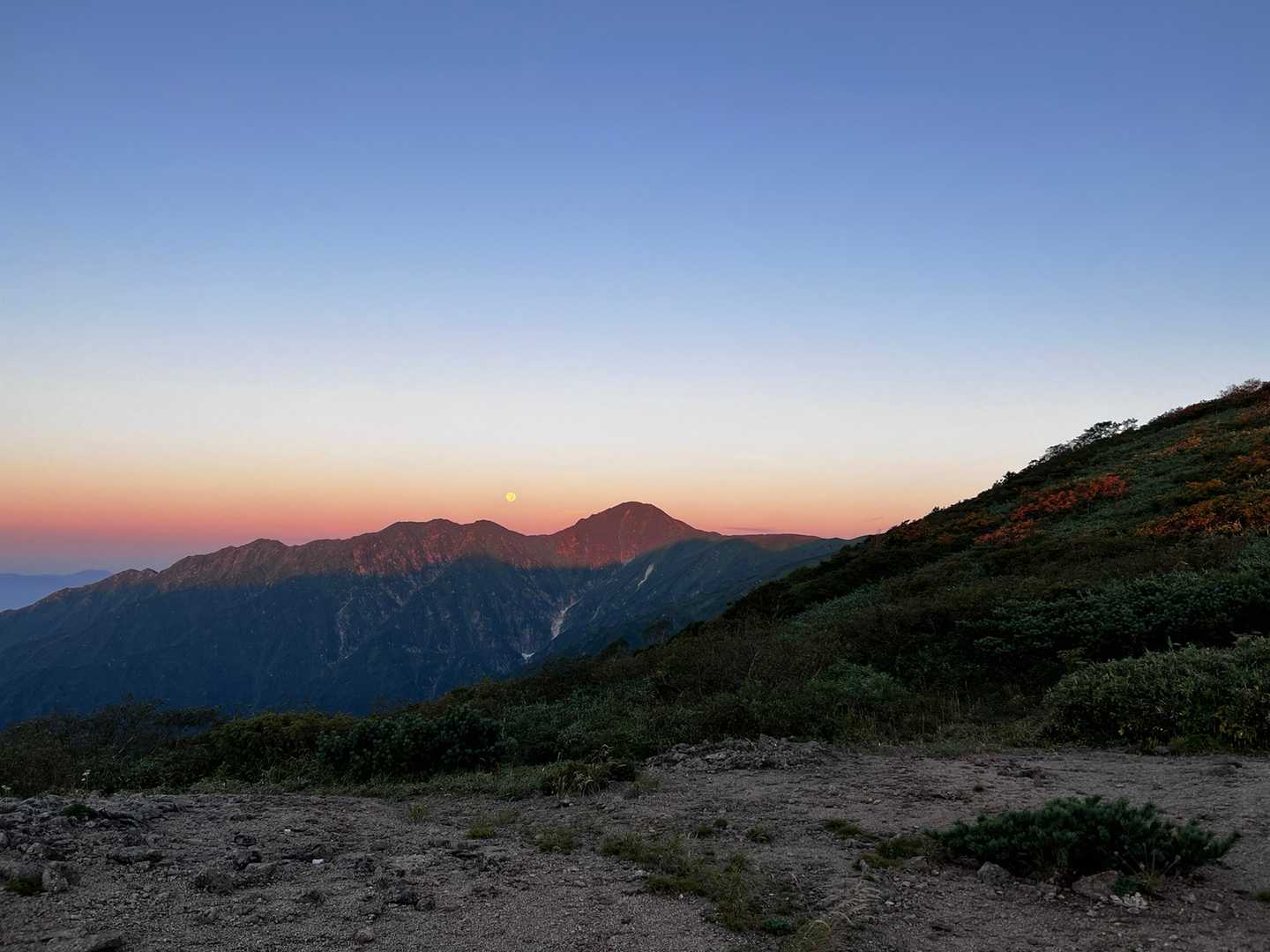 湯沢峰-梶川峰-胎内山-門内岳-北股岳-梅花皮岳-烏帽子岳 縦走コースの写真