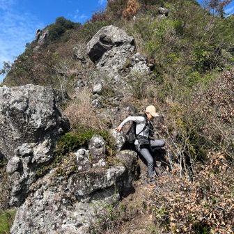 そそり立つ岩
左奥の岩場の上が最初の展望所？