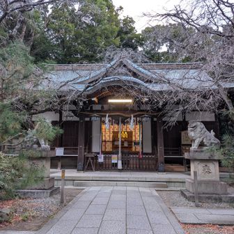 保久良山神社、夕方だからか灯りが…