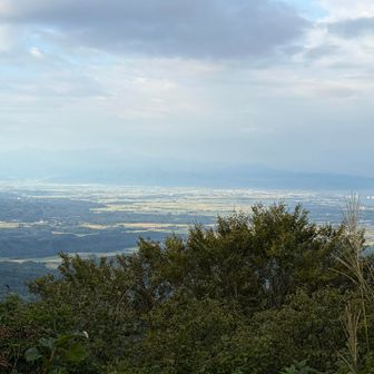 遠くの山々は見えませんが、佐渡島は見えました。