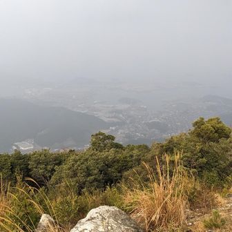 今朝方まで雨天
薄い霧が山頂を覆っていた