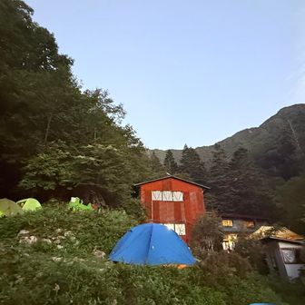 テント場は、段々となってます！ここ以外に小屋裏の樹林帯エリアもありますよ