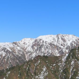 武能岳をズーム📸　
白毛門🅿から見るとトンガリ鋭鋒だけど、ここからはどっしりしてますね🏔️