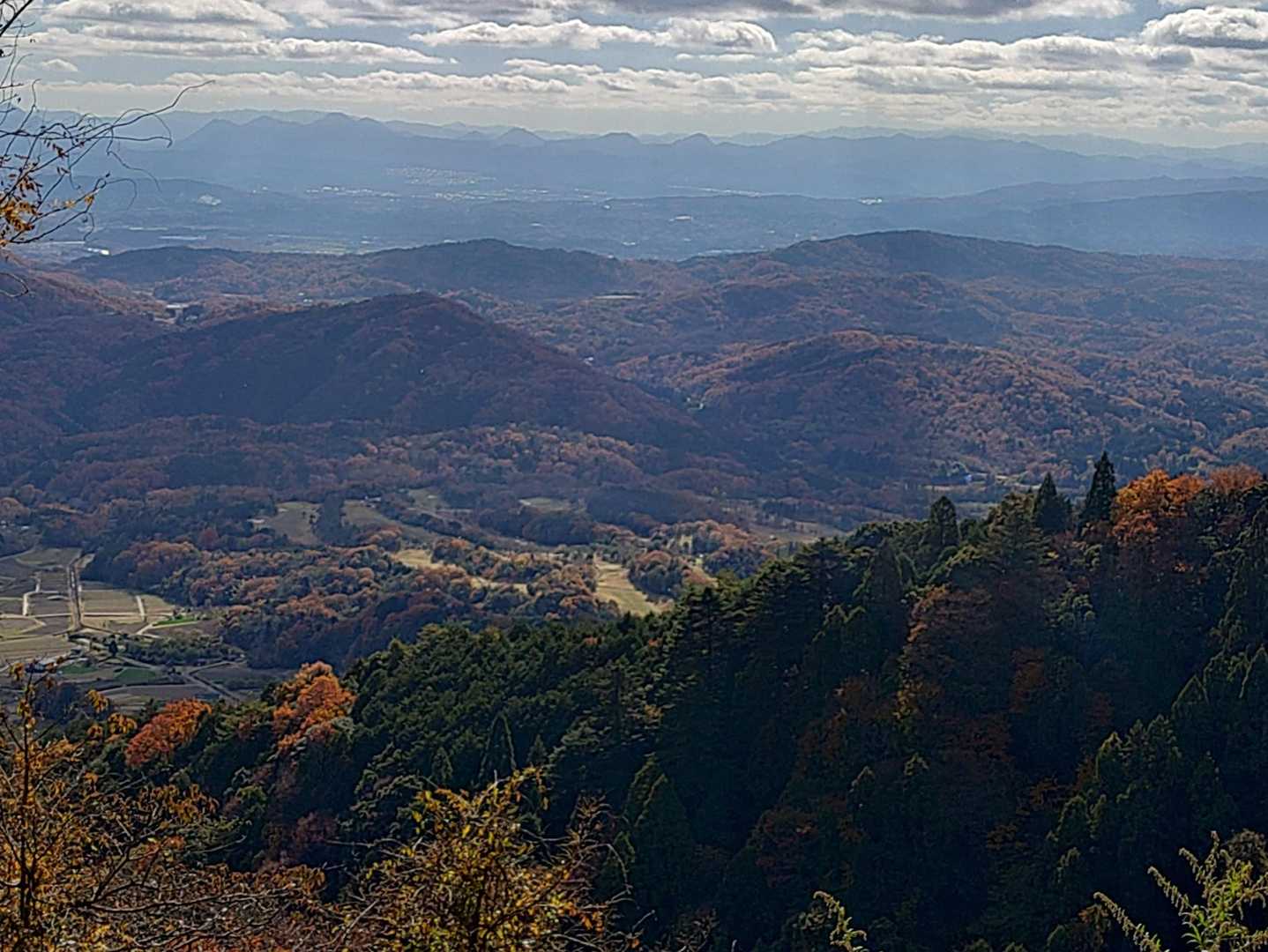 外界の山肌が色づいている