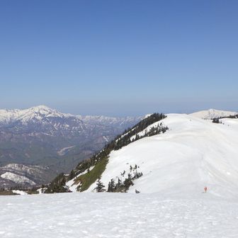 中ノ岳、荒沢岳の後ろに越後駒ヶ岳