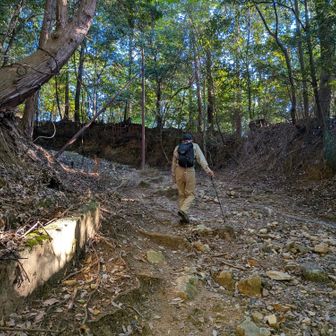 登山道は荒れ果てている…