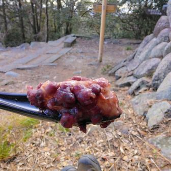 山頂で鏡開き(無病息災)ぜんざい😋美味しかったです🙏