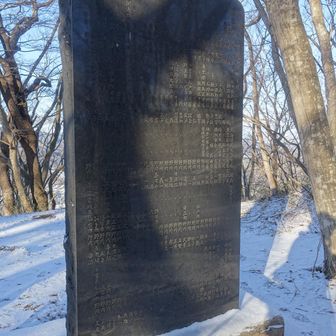 すぐに月居山登頂。
今年の一座目。
月居城があったらしい。石碑の裏には月居さんの名前が2/5は閉めている。