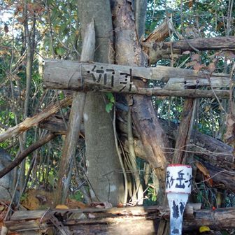 古ぼけた山名標。