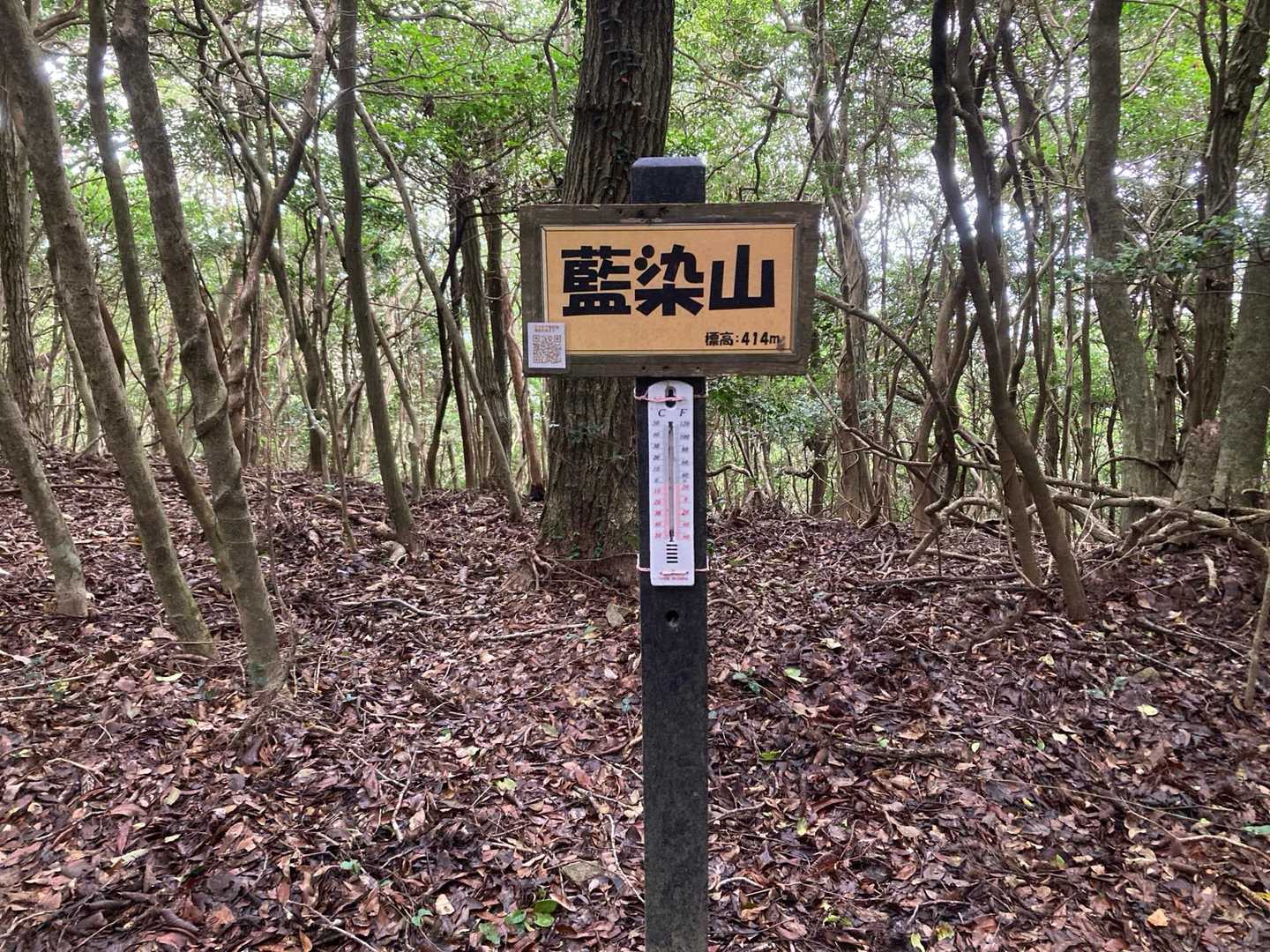 藍染山414mまで足を延ばしました。歩き易い素敵な山道でした。引き返します。