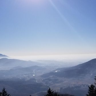 展望台の下でカップ麺