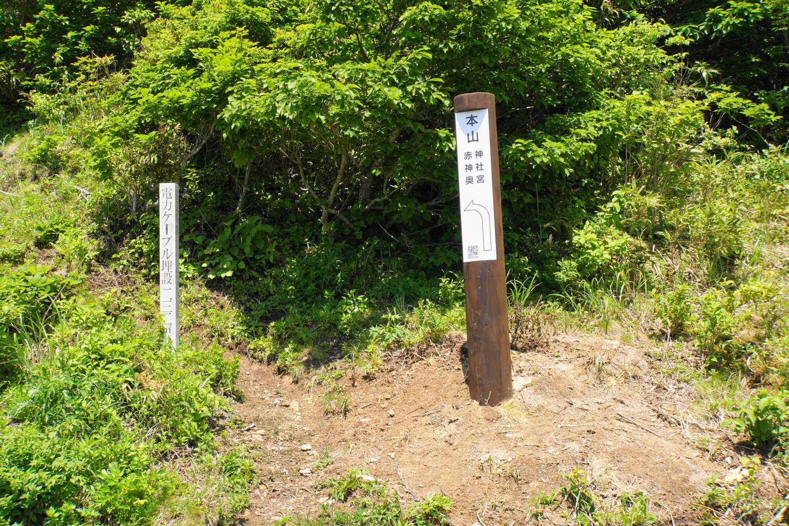 本山への入口にも新しい標柱が、