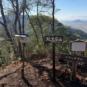 北之庄山最高点＝西南側監視台=のろし展望台。254m。