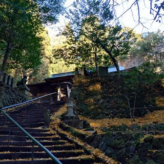 登山道途中にある火男火売神社。ここで山行の無事を祈願します。