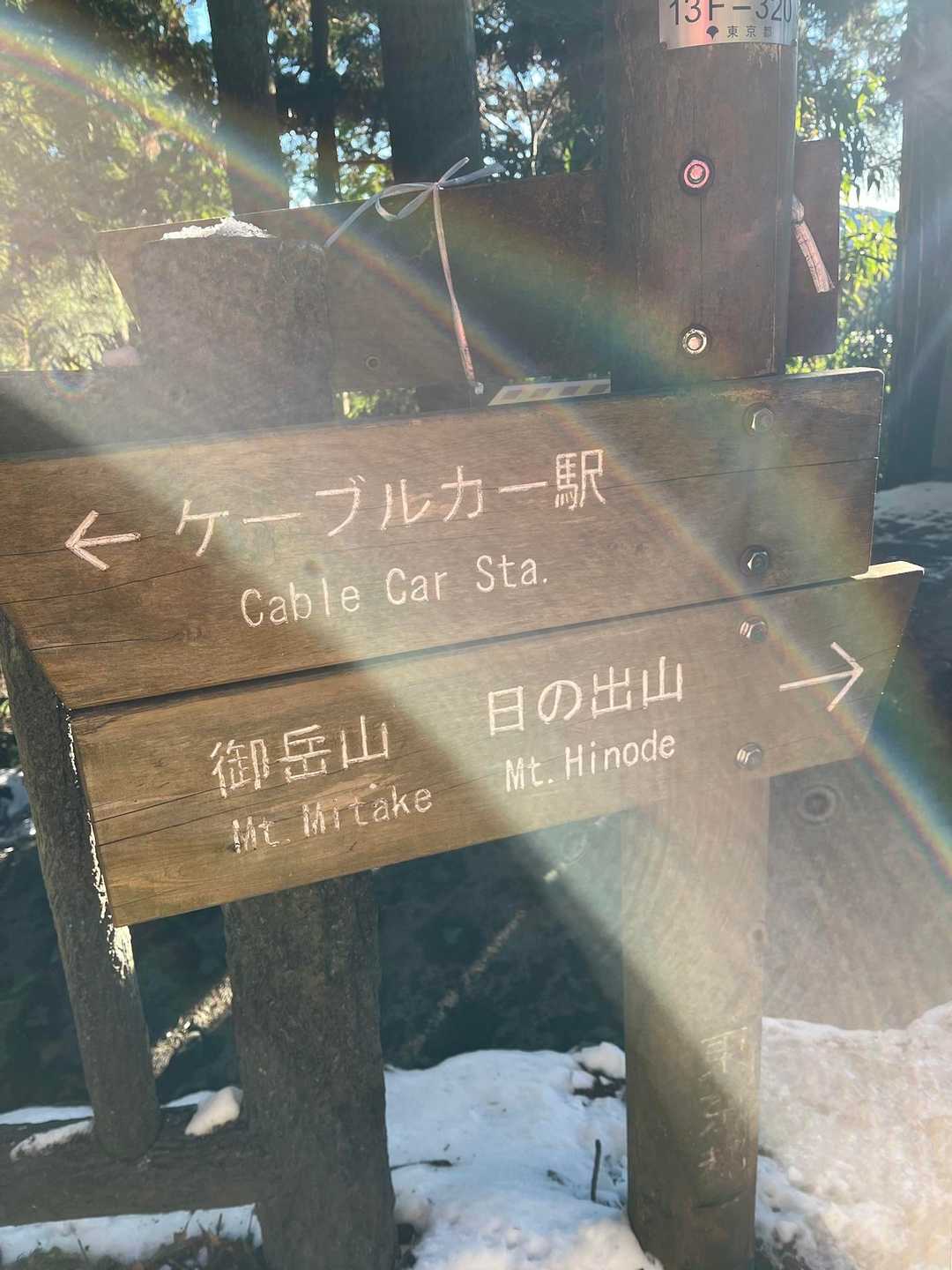 ケーブルカーで御岳山へ。
あの壁みたいな急坂から横へそれて日の出山へ向かいます。分岐で横道にそれたら…
背後から「えっ、そっち？えっ、そっち？えっ、そっち⁈」とオバチャンの非難めいた声を３回浴びました。
アナタと違う目的地の人も世の中にはたくさんいるのですよ〜
…と、振り向かずに心で返事しときました（笑）