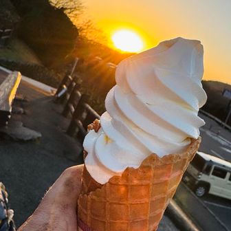 おつかれ様牧の戸ソフトと日没