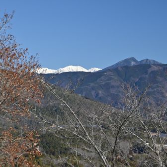 雪で真っ白な中央アルプスと南木曽岳アップ。