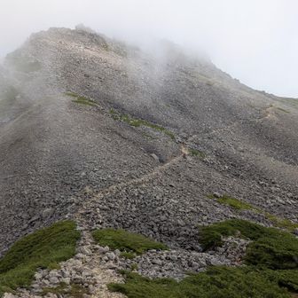 赤石岳へ、ガレザレできつい！