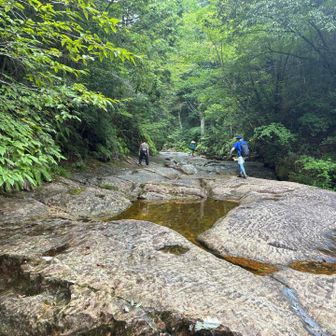 最後はツルツル滑る岩の上を歩いて、道路を40分ほど歩いて、駐車場へ戻りました。
お疲れ山でした！