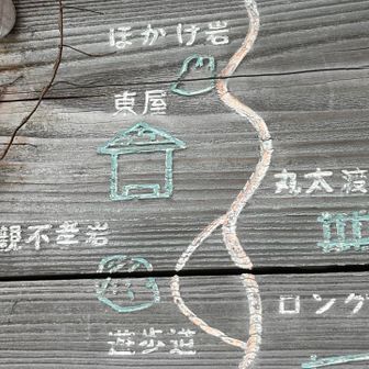 私が勝手に「屏風岩」と名付けていたあずま屋にある岩
ほんとは「ほかけ岩」だった😅
たしかに帆がかかっとる！