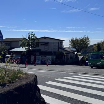 蓑毛バス停着、おつかれさん