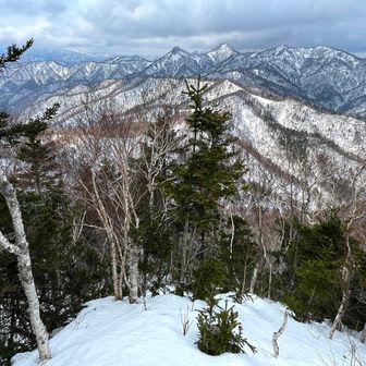 さぁいよいよ今日の本命、東峯へ。

木が密生した急斜面、ソリは腐れ雪のおかげでギリギリ滑られた。