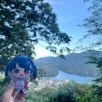相模湖に到着。
疲れた～