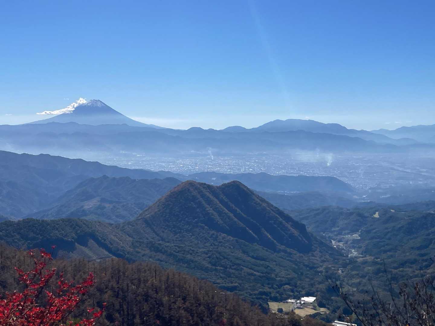 その下に先月登った太刀岡山。
市街地からは目立たないのだけど、曲岳から見る太刀岡山は北峰、南峰ともにピンとしていて良い形。
ニャンコ^ ^  マックM 

車で上がってくる時にみた太刀岡山の駐車場には数台あったので、太刀岡山から上がってくる人とすれ違うかなぁ、、と思ったのだけど、今日は誰とも会わずでした、、、💦💦