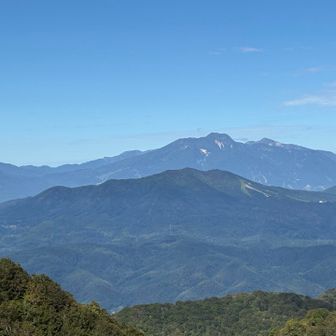 妙高山と右奥に火打山、手前が斑尾山